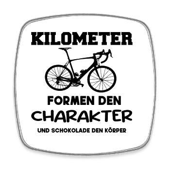Kilometer Formen den Charakter, Rennrad Design - Viereckiger Kühlschrankmagnet - Weiß - Vorne