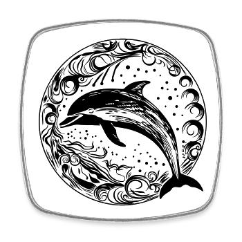delfin - Viereckiger Kühlschrankmagnet - Weiß - Vorne