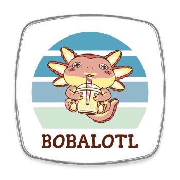 Boba Bubble Tea Axolotl Bobalotl - Square fridge magnet - white - Front
