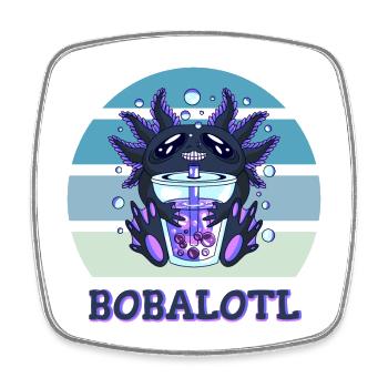 Boba Bubble Tea Axolotl Bobalotl - Square fridge magnet - white - Front