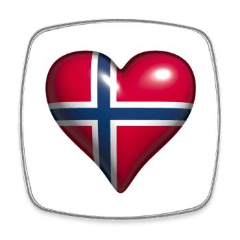 Norway shiny heart red white blue flag - Square fridge magnet - white - Front