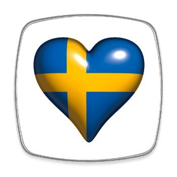 Schweden glänzendes Herz blau gelb Kreuz - Viereckiger Kühlschrankmagnet - Weiß - Vorne