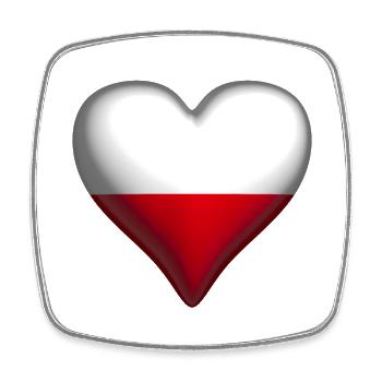 Pologne cœur brillant blanc rouge - Magnet carré - blanc - Devant