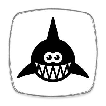 Fish Showing Teeth (Shark, Predator, Carnivore 1C) - Square fridge magnet - white - Front