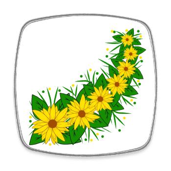 Sonnenblumen Blumenranke gelb Sonnenblumenmuster - Viereckiger Kühlschrankmagnet - Weiß - Vorne
