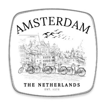 Amsterdam The Netherlands Classic - Square fridge magnet - white - Front