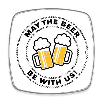 May The Beer Be With Us! (Spruch / 3C / POS) - Viereckiger Kühlschrankmagnet - Weiß - Vorne