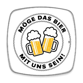 Möge Das Bier Mit Uns Sein! (Spruch / 3C / POS) - Viereckiger Kühlschrankmagnet - Weiß - Vorne