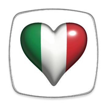 Italie coeur brillant tricolore vert blanc rouge - Magnet carré - blanc - Devant