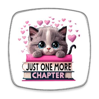 Nur noch ein weiteres Kapitel, Bücherwurm Katze - Viereckiger Kühlschrankmagnet - Weiß - Vorne