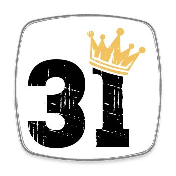 31 Crown 31st Birthday 31 years old - Square fridge magnet - white - Front