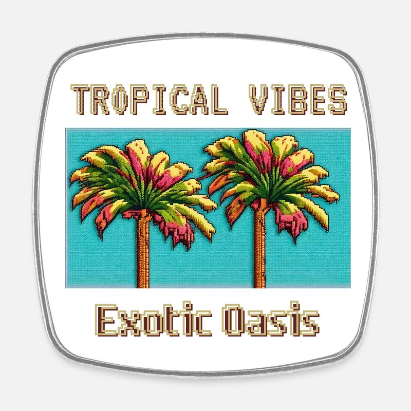 TROPICAL VIBES Exotic Haven - Square fridge magnet - white