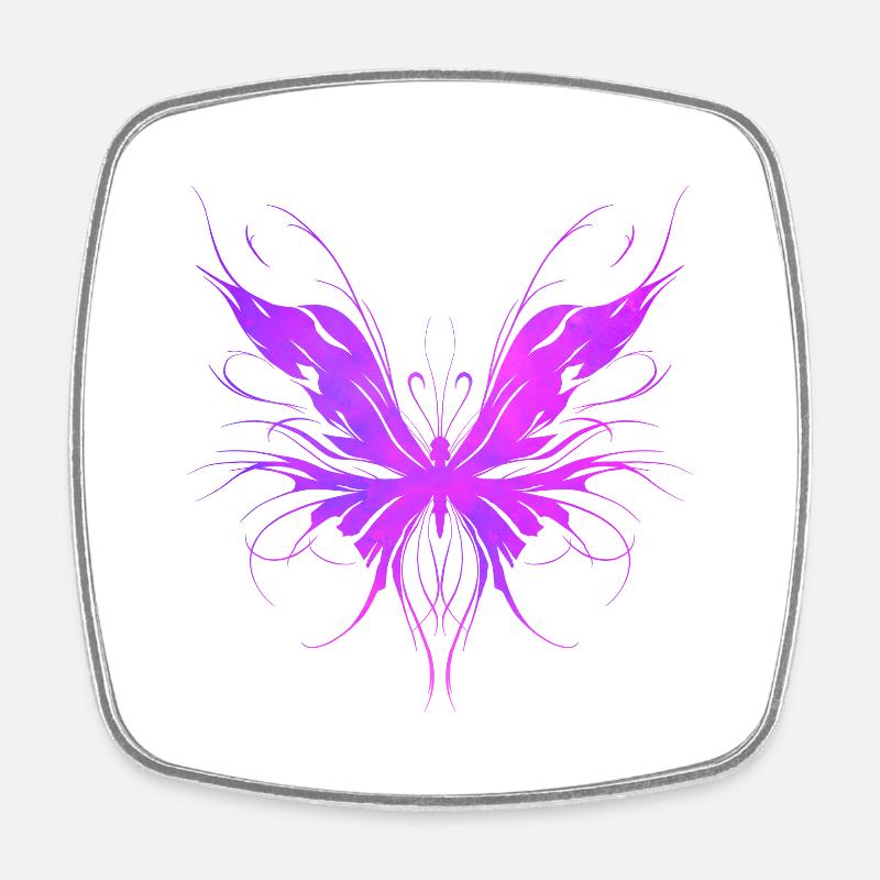 Papillon trash violet - Magnet carré - blanc