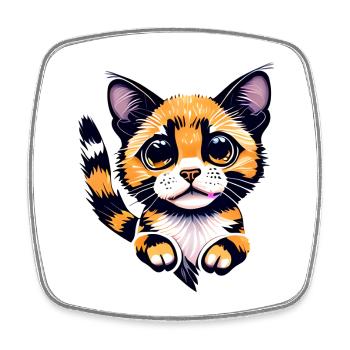 Un beau chat orange, avec son pelage lumineux, - Magnet carré - blanc - Devant