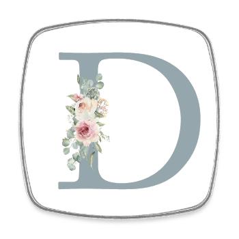 D| Monogram | Eucalyptus Pastel Flower Blue - Square fridge magnet - white - Front