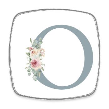 O| Monogram | Eucalyptus Pastel Flower Blue - Square fridge magnet - white - Front