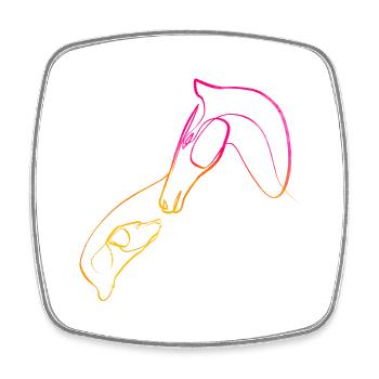 Love horse & dog singleline art - Square fridge magnet - white - Front