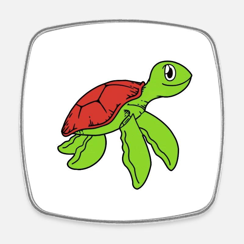 Turtle Cute - Square fridge magnet - white
