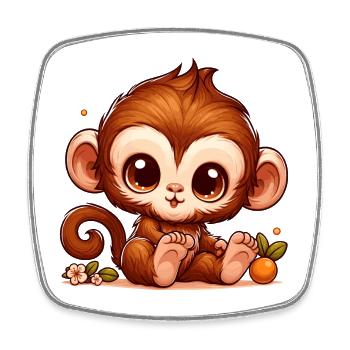 AFFE ÄFFCHEN BANANE BAUM TIER ZOO KLETTERN BABY - Viereckiger Kühlschrankmagnet - Weiß - Vorne