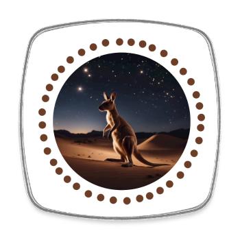 Känguru in der Wüste in der Nacht - Viereckiger Kühlschrankmagnet - Weiß - Vorne