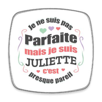 JULIETTE PARFAITE - PRENOM JULIETTE - Magnet carré - blanc - Devant