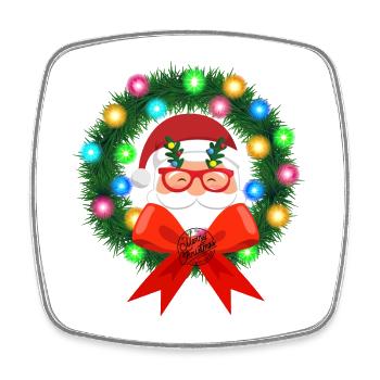 Santa Claus in wreath - Square fridge magnet - white - Front
