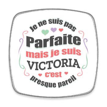 VICTORIA PARFAITE - PRENOM VICTORIA - Magnet carré - blanc - Devant
