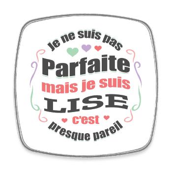 LISE PARFAITE - PRENOM LISE - Magnet carré - blanc - Devant
