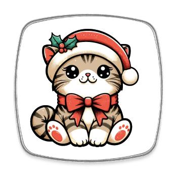 HAUSKATZE MIEZE KÄTZCHEN HAUSTIER WEIHNACHTSMÜTZE - Viereckiger Kühlschrankmagnet - Weiß - Vorne