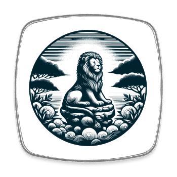 LION, ROCK, CALM, MEDITATION, FORCE, FOCUS, SAVANNAH - Square fridge magnet - white - Front