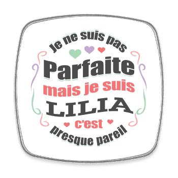 LILIA PARFAITE - PRENOM LILIA - Magnet carré - blanc - Devant