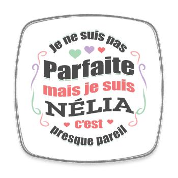 NÉLIA PARFAITE - PRENOM NÉLIA - Magnet carré - blanc - Devant