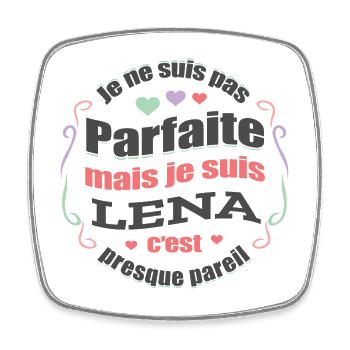 LENA PARFAITE - PRENOM LENA - Magnet carré - blanc - Devant