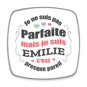 EMILIE PARFAITE - PRENOM EMILIE - Magnet carré - blanc - Devant