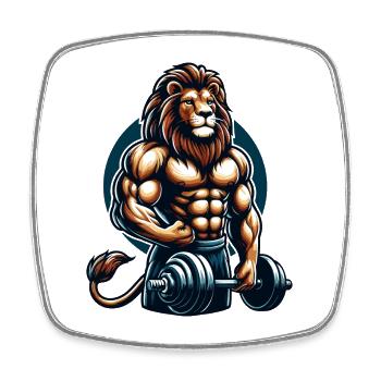 PUISSANT LION PUISSANCE MUSCULATION MUSCULATION GYM - Magnet carré - blanc - Devant