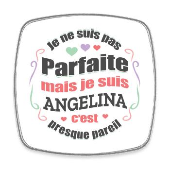 ANGELINA PARFAITE - PRENOM ANGELINA - Magnet carré - blanc - Devant
