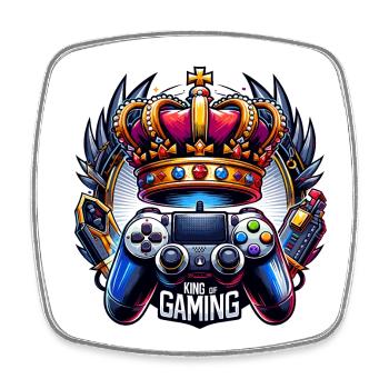 King of Gaming - Controller und Krone Illustration - Viereckiger Kühlschrankmagnet - Weiß - Vorne