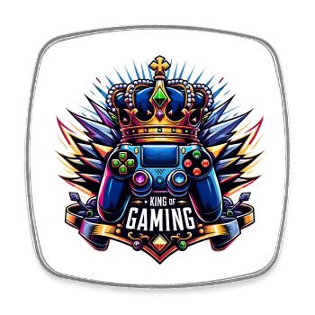 Roi du jeu - Illustration de la manette et de la couronne - Magnet carré - blanc - Devant