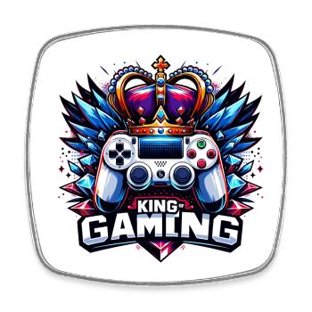 King of Gaming - Controller and Crown Illustration - Square fridge magnet - white - Front