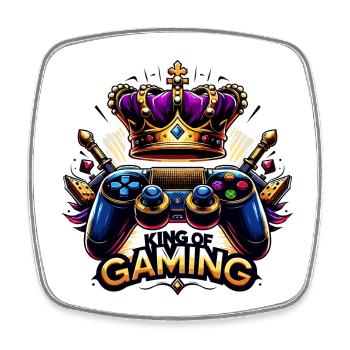 King of Gaming - Controller and Crown Illustration - Square fridge magnet - white - Front