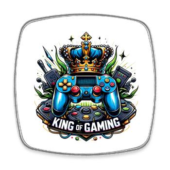 King of Gaming - Controller and Crown Illustration - Square fridge magnet - white - Front