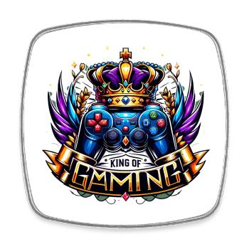 King of Gaming - Controller and Crown Illustration - Square fridge magnet - white - Front
