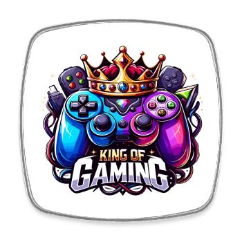 Roi du jeu - Illustration de la manette et de la couronne - Magnet carré - blanc - Devant