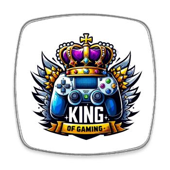 Roi du jeu - Illustration de la manette et de la couronne - Magnet carré - blanc - Devant
