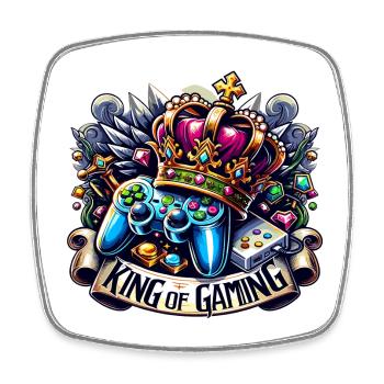 Roi du jeu - Illustration de la manette et de la couronne - Magnet carré - blanc - Devant