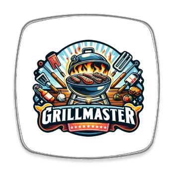 GrillMaster - Illustration de gril - Magnet carré - blanc - Devant