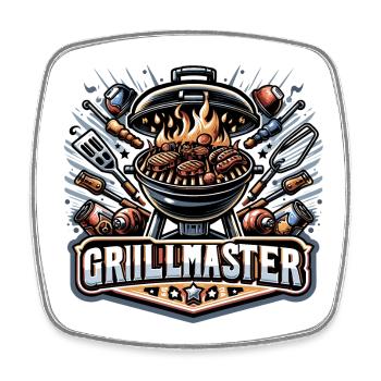 GrillMaster - Grill Illustration - Square fridge magnet - white - Front