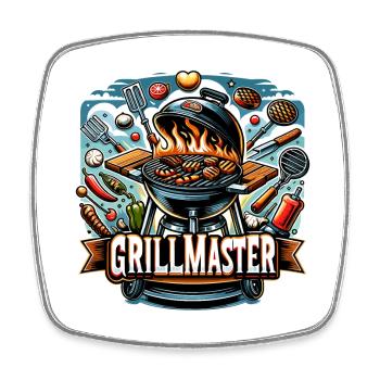 GrillMaster - Grill Illustration - Square fridge magnet - white - Front
