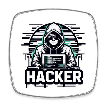 Hacker - Illustration - Viereckiger Kühlschrankmagnet - Weiß - Vorne