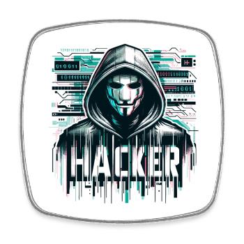 Hacker - Illustration - Square fridge magnet - white - Front